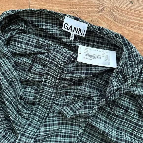 [ganni] NWT 2pc seersucker halter top and kick flare pants set - Picture 14 of 16